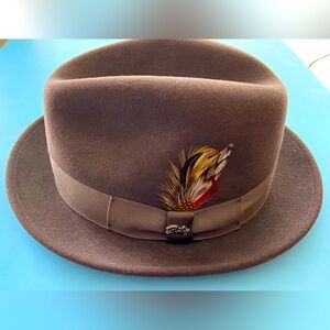 Bailey of Hollywood- Stylish Brown Wool Fedora Hat w/Feather Accent - size XL